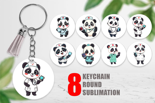 Keychain Nurse Panda Sublimation artnoy 