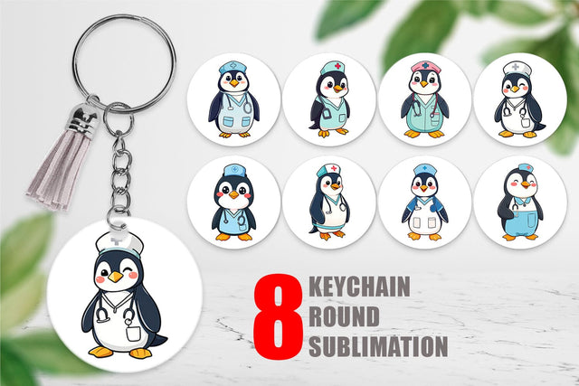 Keychain Nurse Penguin Sublimation artnoy 