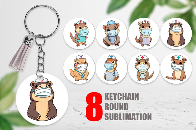 Keychain Nurse Platypus Sublimation artnoy 