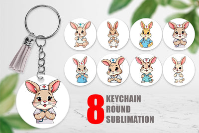 Keychain Nurse Rabbit Sublimation artnoy 