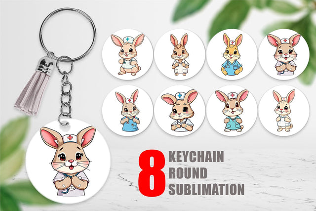 Keychain Nurse Rabbit Sublimation artnoy 
