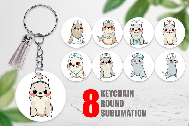 Keychain Nurse Seal Sublimation artnoy 