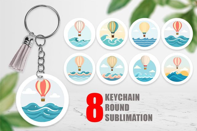 Keychain Ocean Hot Air Balloon Sublimation artnoy 