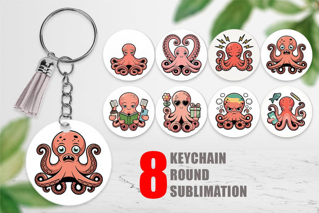 Keychain Octopus Mood Sublimation artnoy 