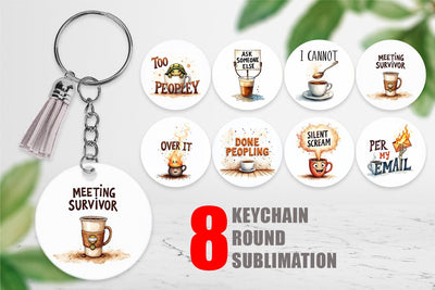 Keychain Office Coffee Humor Sarcastic Quotes Sublimation artnoy 