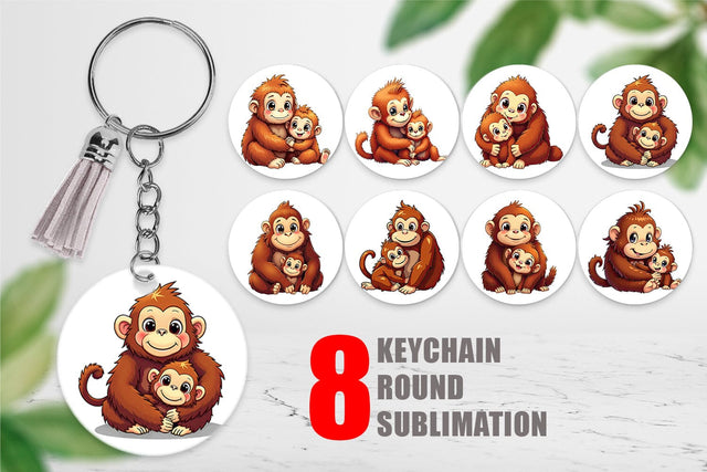 Keychain Orangutan Mother's Day Sublimation artnoy 