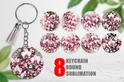 Keychain Orchid Pattern Sublimation artnoy 