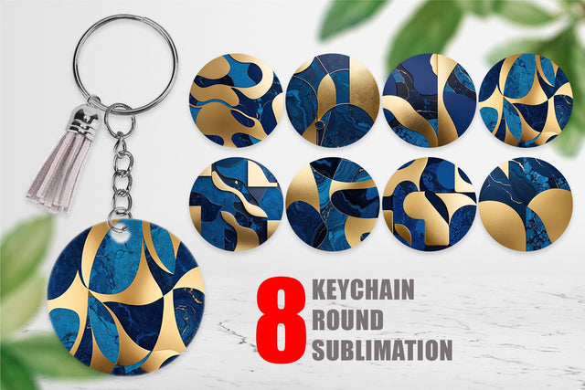 Keychain Organic Blue Gold Sublimation artnoy 