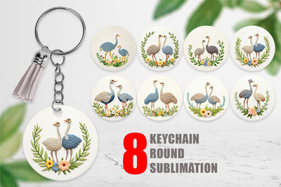 Keychain Ostrich Embroidery Sublimation artnoy 