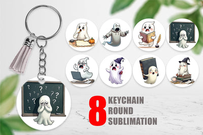 Keychain Overthinking Ghost Sublimation artnoy 