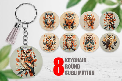 Keychain Owl Boho Art Sublimation artnoy 