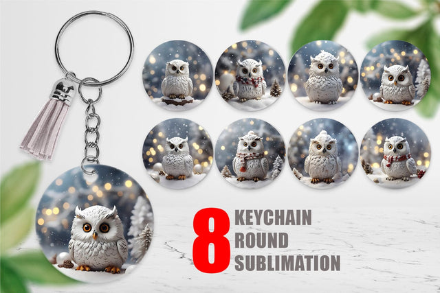 Keychain Owl Christmas Sublimation artnoy 