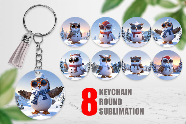 Keychain Owl Christmas Sublimation artnoy 