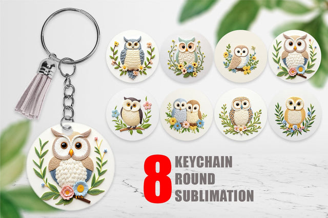 Keychain Owl Embroidery Sublimation artnoy 