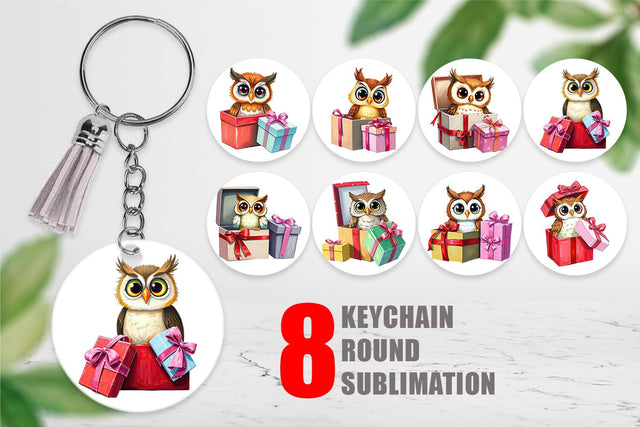Keychain Owl Gift Sublimation artnoy 