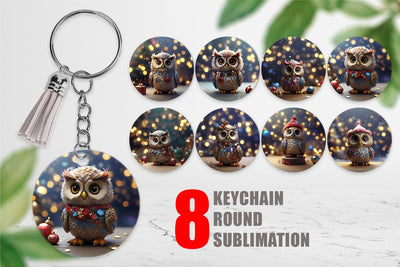 Keychain Owl Happy New Year Sublimation artnoy 