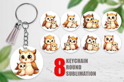 Keychain Owl Mother's Day Sublimation artnoy 