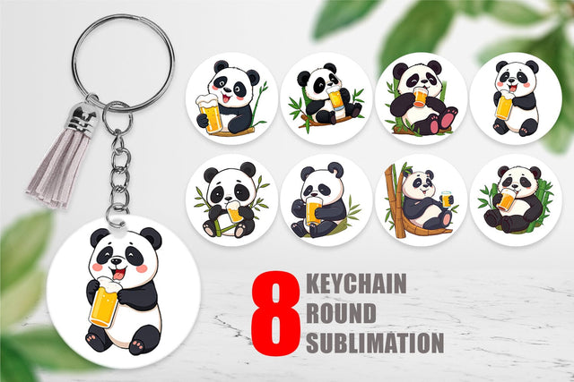 Keychain Panda Beer Day Sublimation artnoy 