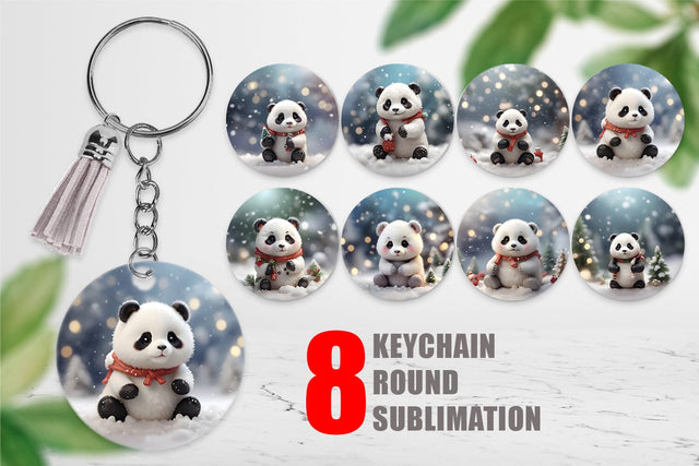 Keychain Panda Christmas Sublimation artnoy 