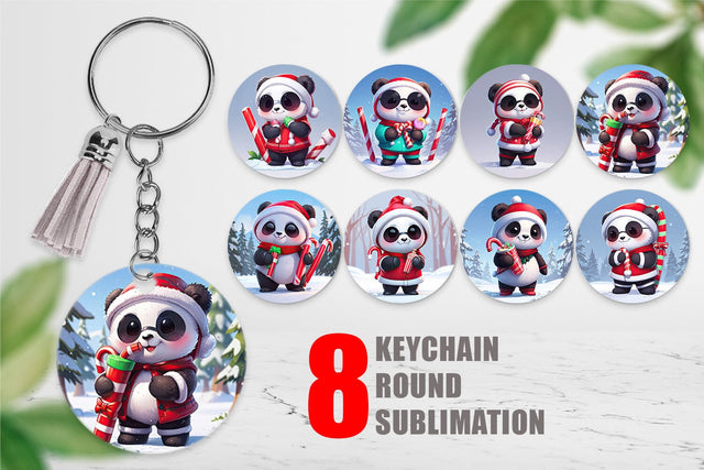 Keychain Panda Christmas Sublimation artnoy 