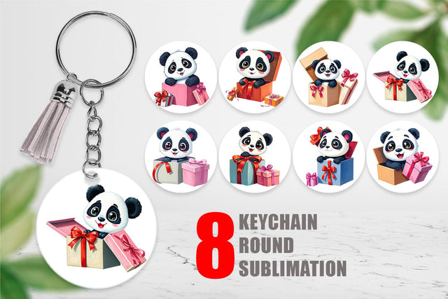 Keychain Panda Gift Sublimation artnoy 