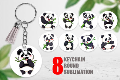 Keychain Panda with Bamboo Sublimation artnoy 