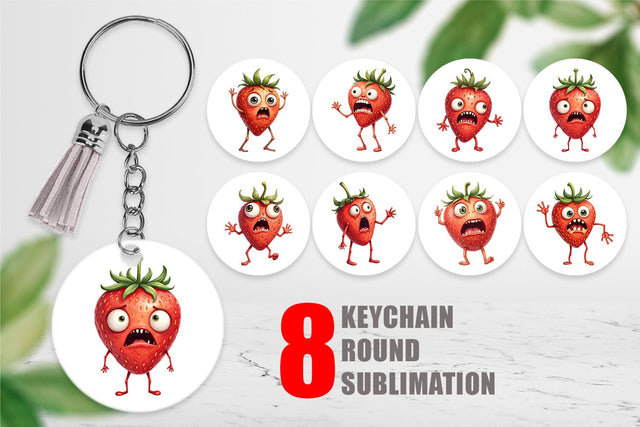 Keychain Panic Strawberry Sublimation artnoy 