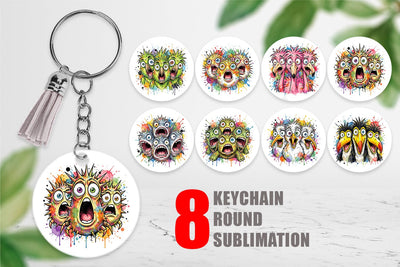 Keychain Panic Tropical Animals Messy Watercolor Sublimation artnoy 