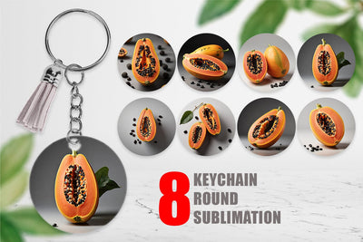 Keychain Papaya fruit Sublimation artnoy 