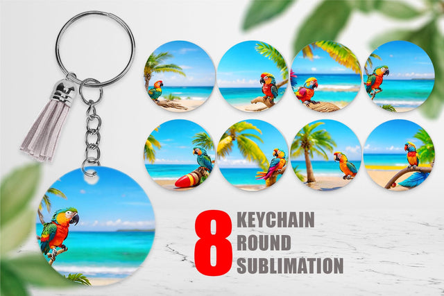 Keychain Parrots in Beach Summer Sublimation artnoy 