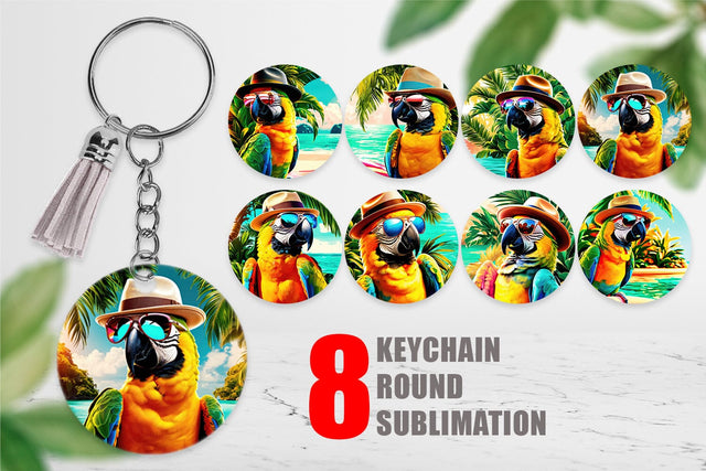 Keychain Parrots in Summer Sublimation artnoy 