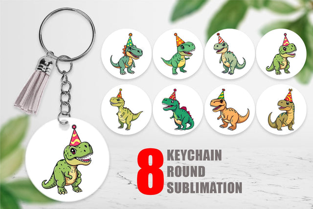 Keychain Party Hat Dino Sublimation artnoy 