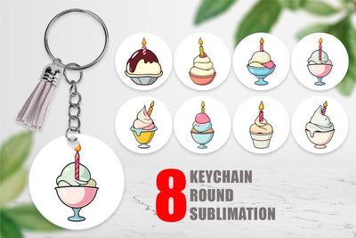 Keychain Party Ice Cream Sublimation artnoy 