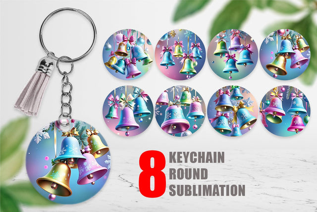 Keychain Pastel Christmas Bells Sublimation artnoy 