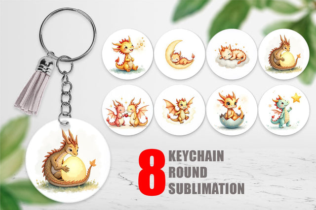 Keychain Pastel Dreamy Dragons Sublimation artnoy 