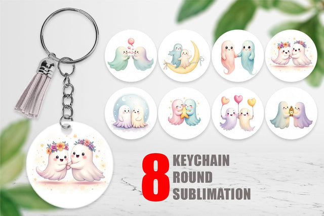 Keychain Pastel Ghost Twins Sublimation artnoy 