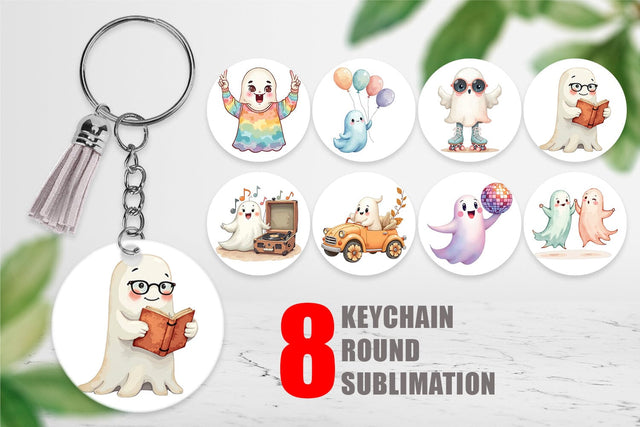 Keychain Pastel Ghost Vibes Sublimation artnoy 