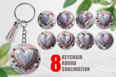 Keychain Pastel Heart Marble Sublimation artnoy 
