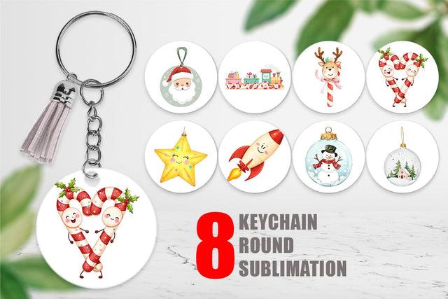 Keychain Pastel Holiday Festive Sublimation artnoy 