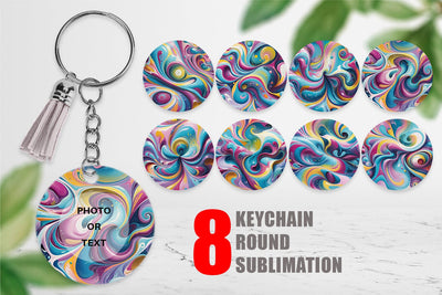 Keychain Pastel Liquid Swirl Sublimation artnoy 