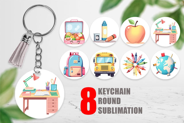 Keychain Pastel School Essentials Sublimation artnoy 