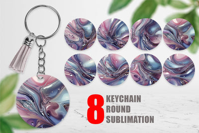 Keychain Pastel Swirl Liquid Sublimation artnoy 
