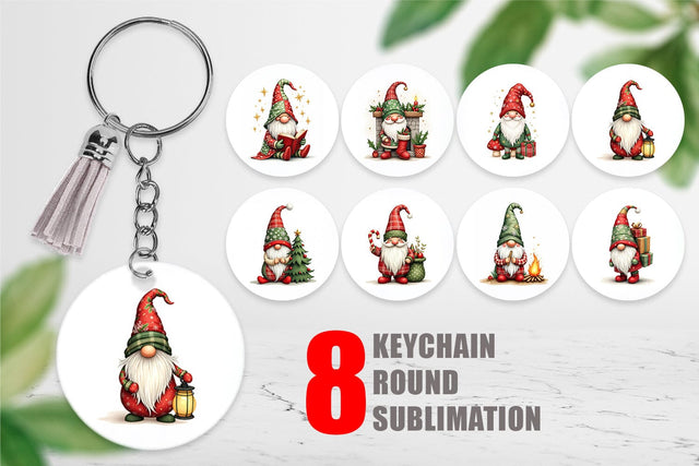 Keychain Patchwork Christmas Gnome Sublimation artnoy 