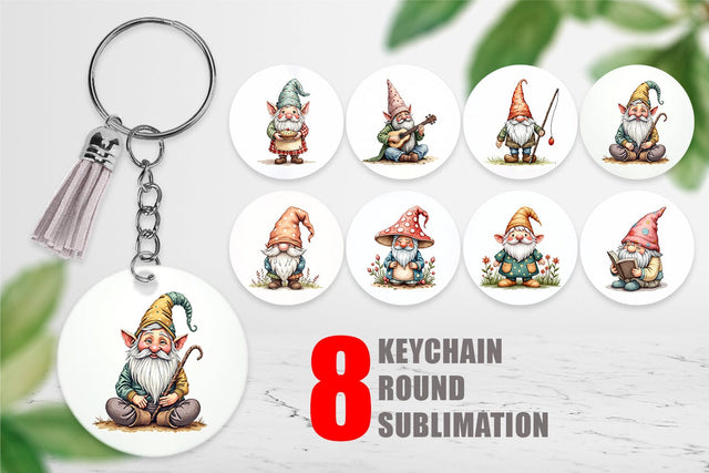 Keychain Patchwork Gnomes Sublimation artnoy 