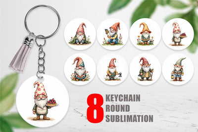Keychain Patchwork Gnomes Sublimation artnoy 