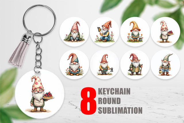 Keychain Patchwork Gnomes Sublimation artnoy 