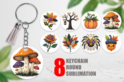 Keychain Patchwork Halloween Botanicals Sublimation artnoy 