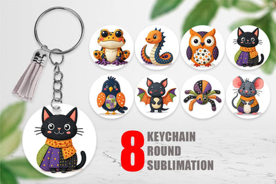 Keychain Patchwork Halloween Critters Sublimation artnoy 