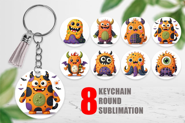 Keychain Patchwork Halloween Monsters Sublimation artnoy 