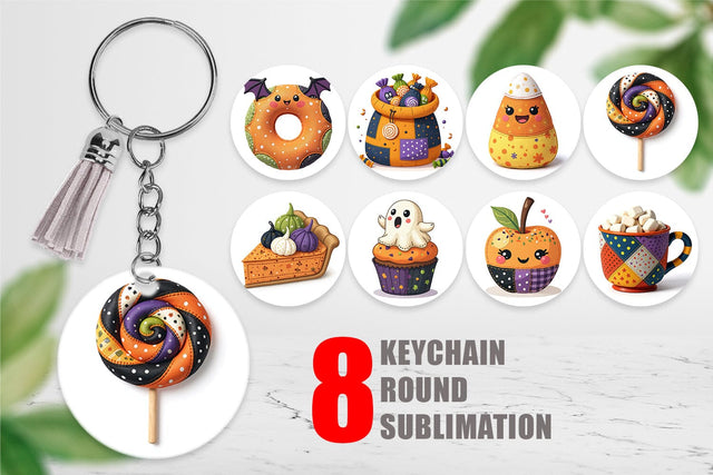 Keychain Patchwork Halloween Treats Sublimation artnoy 